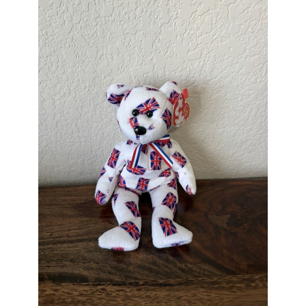 Ty Beanie Baby JACK Union Jack Flag Bear 8.5" NEW MWMTs Plush Stuffed Animal Toy